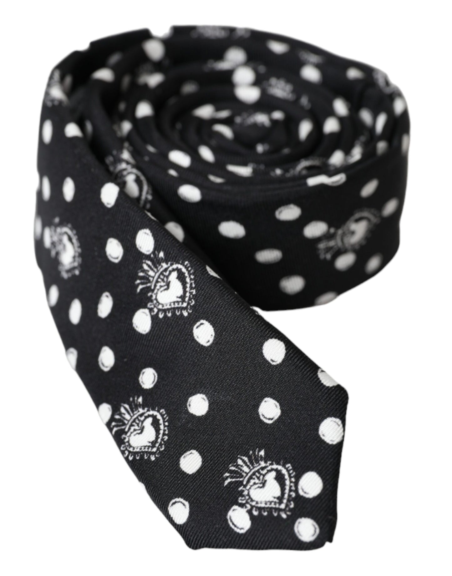 Dolce & Gabbana Black Heart Dot Tie, Adjustable
