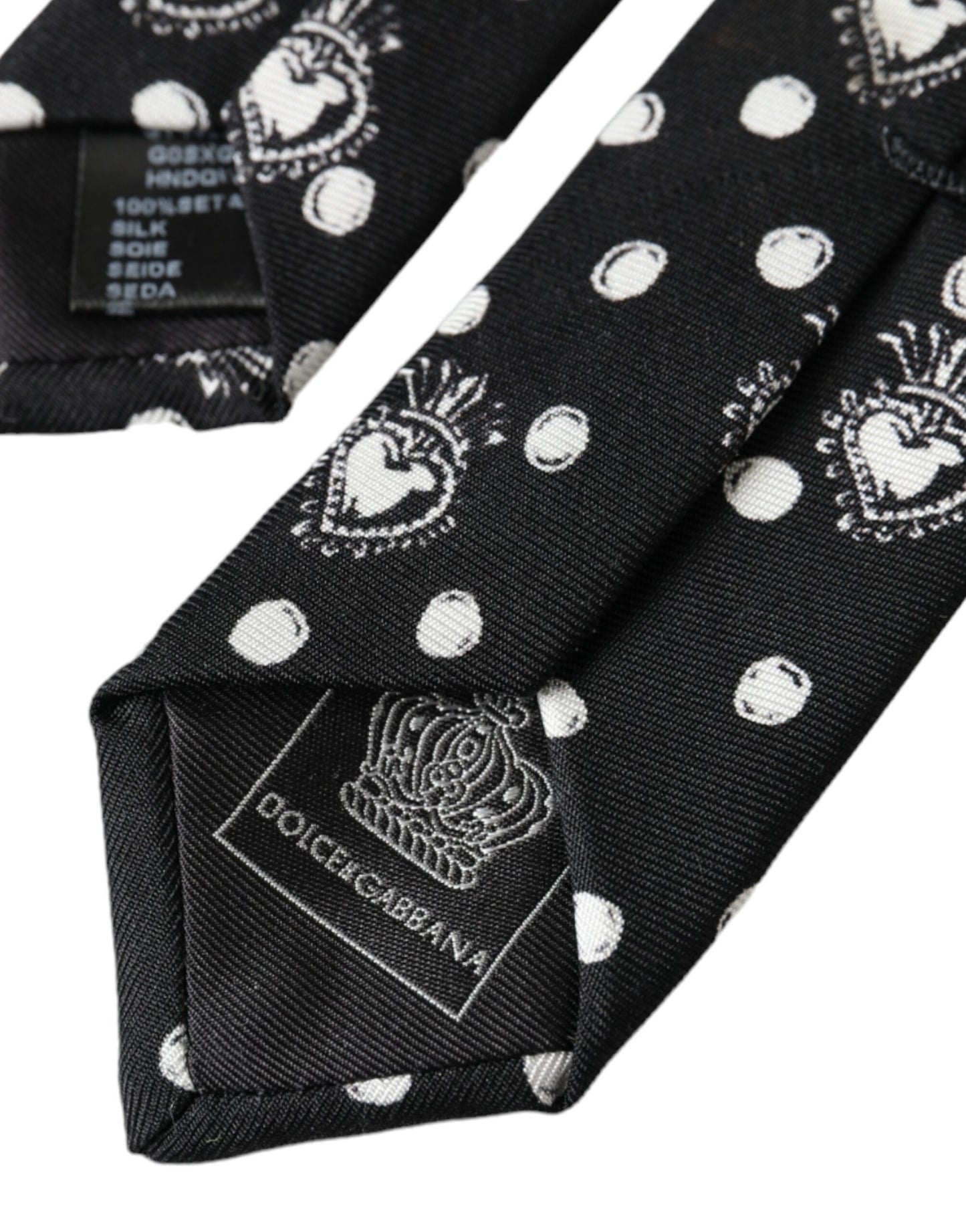 Dolce & Gabbana Black Heart Dot Tie, Adjustable