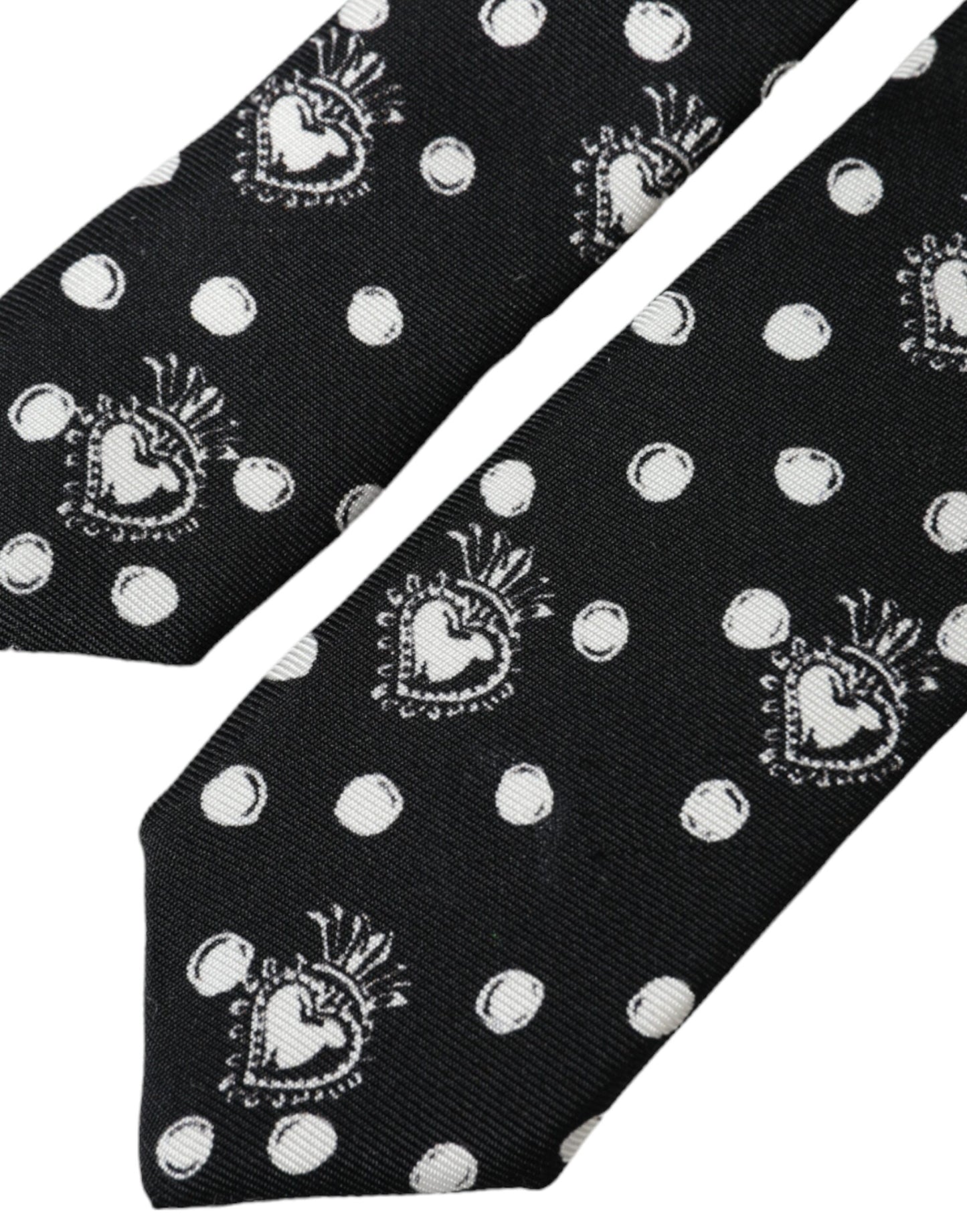 Dolce & Gabbana Black Heart Dot Tie, Adjustable