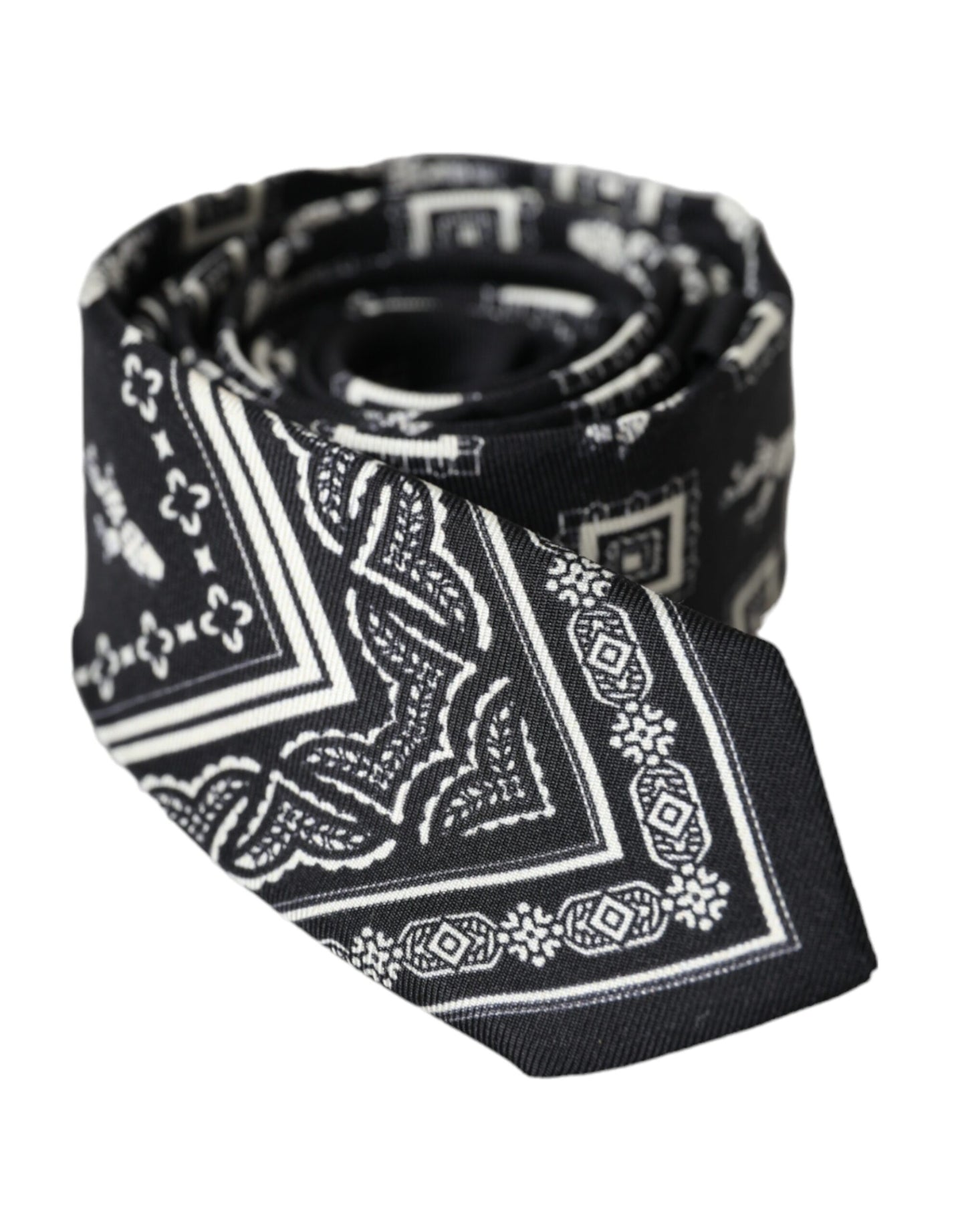 Dolce & Gabbana Black patterned adjustable tie made of 100% silk