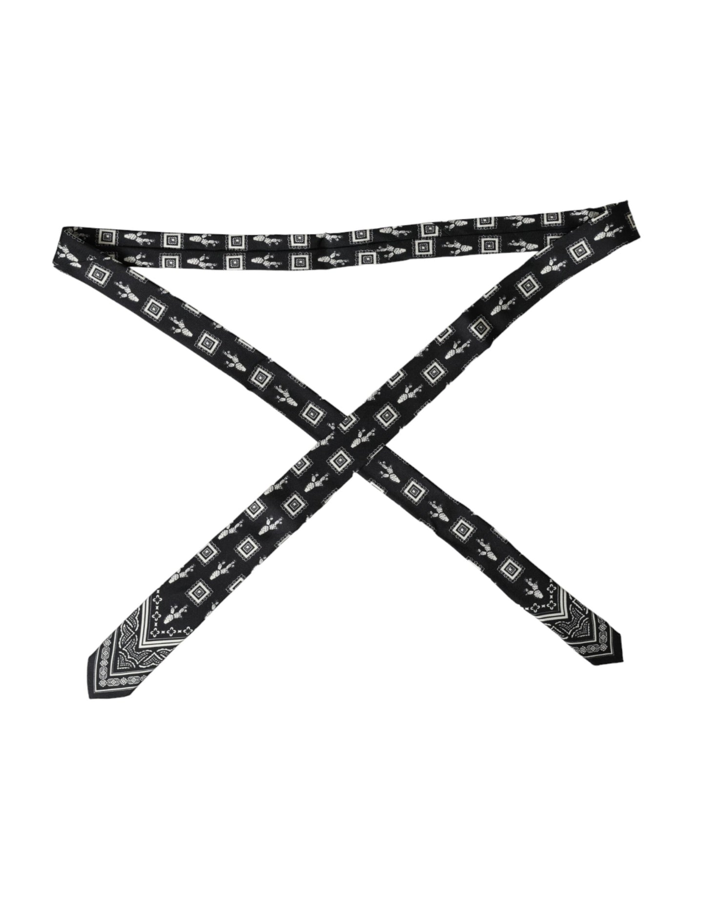 Dolce & Gabbana Black patterned adjustable tie made of 100% silk