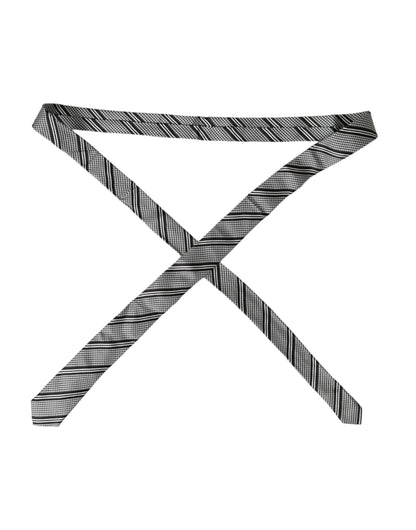 Dolce &amp; Gabbana Black and white striped silk tie adjustable