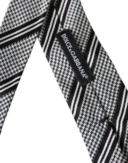 Dolce &amp; Gabbana Black and white striped silk tie adjustable