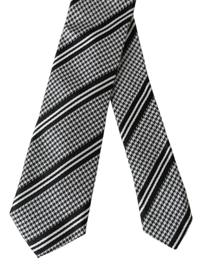 Dolce &amp; Gabbana Black and white striped silk tie adjustable