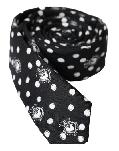 Dolce &amp; Gabbana Black Heart Dot Tie, Adjustable