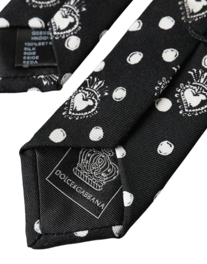 Dolce &amp; Gabbana Black Heart Dot Tie, Adjustable