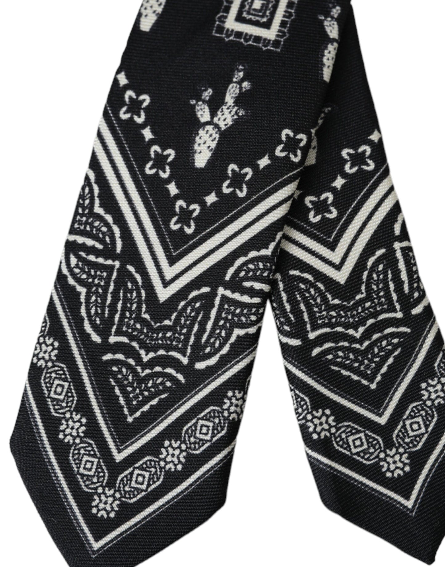 Dolce &amp; Gabbana Black patterned adjustable tie made of 100% silk