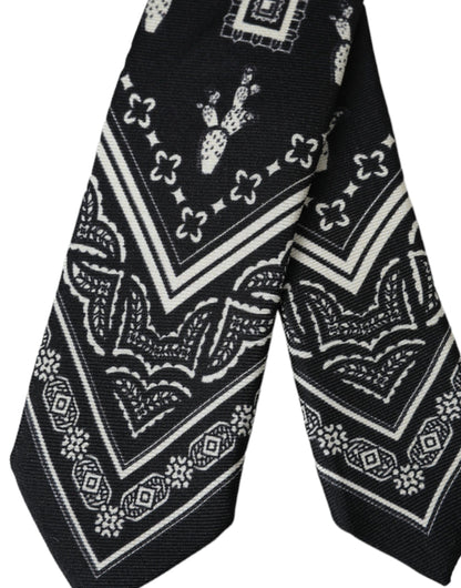 Dolce &amp; Gabbana Black patterned adjustable tie made of 100% silk