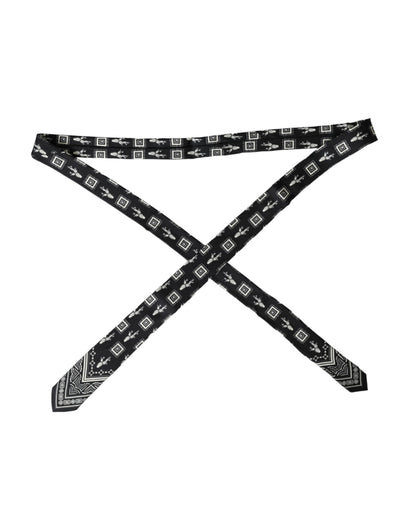 Dolce &amp; Gabbana Black patterned adjustable tie made of 100% silk