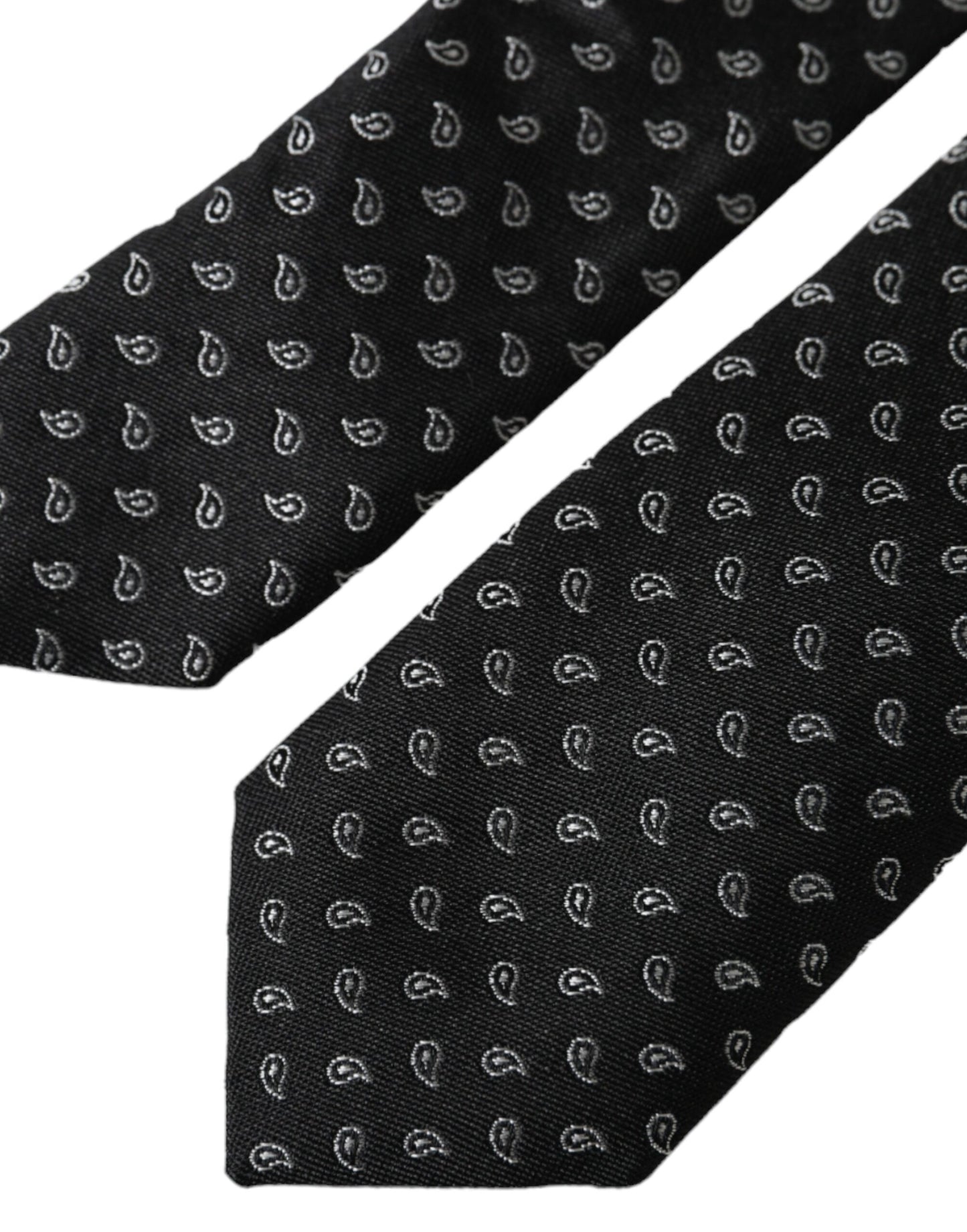 Dolce &amp; Gabbana Black Jacquard Patterned Silk Tie for Men, Adjustable