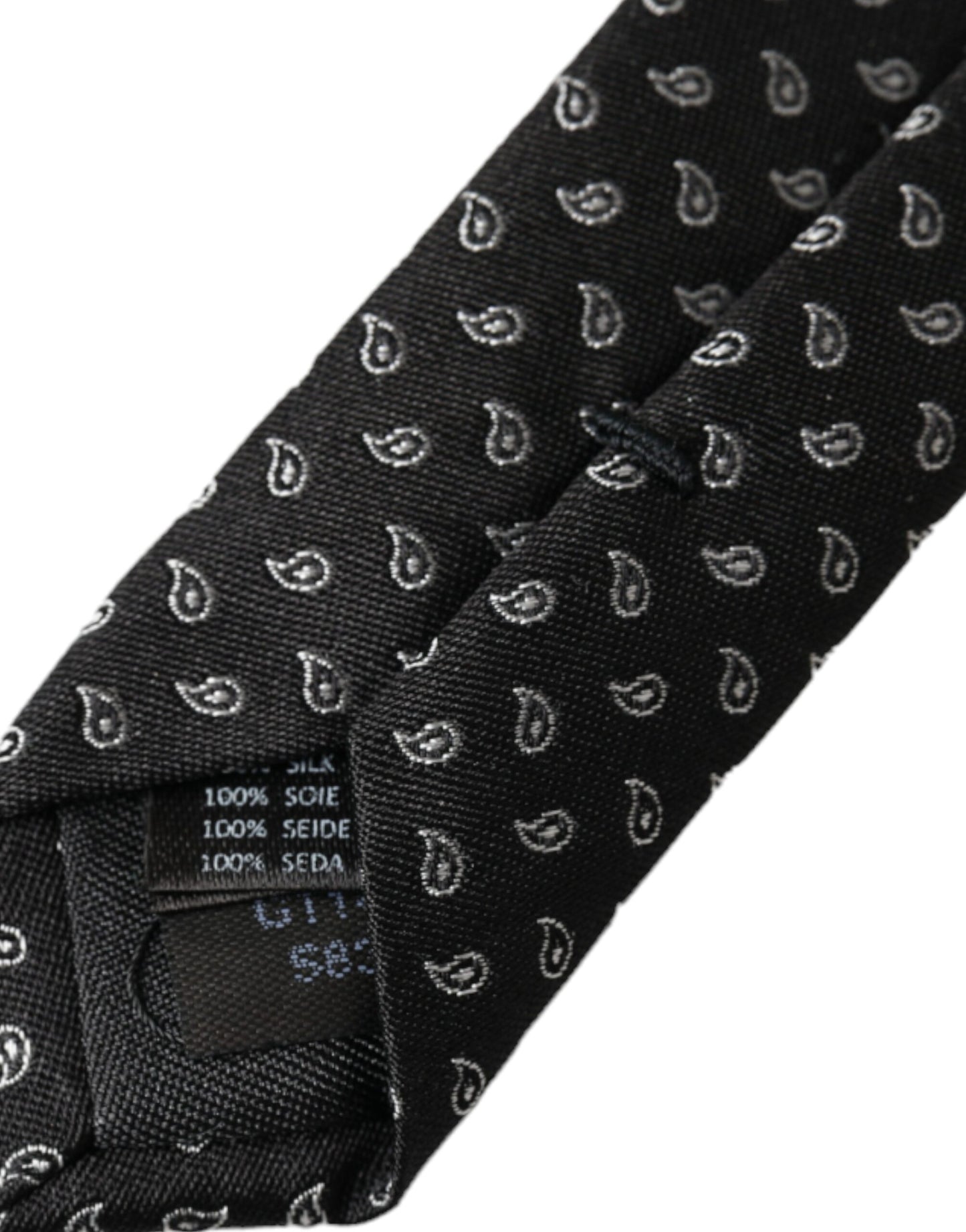 Dolce &amp; Gabbana Black Jacquard Patterned Silk Tie for Men, Adjustable