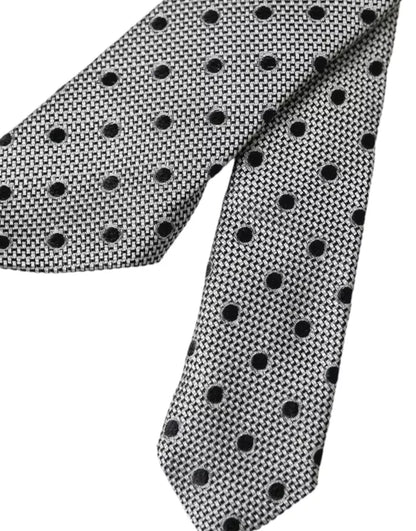Dolce &amp; Gabbana Black and White Dot Fantasy Silk Tie for Men, Adjustable