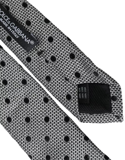 Dolce &amp; Gabbana Black and White Dot Fantasy Silk Tie for Men, Adjustable