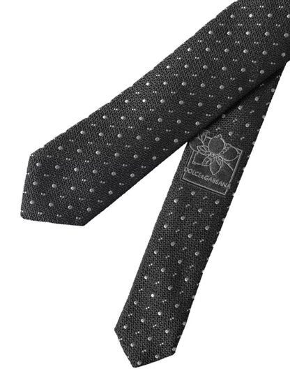 Dolce &amp; Gabbana Black Dotted Silk Tie for Men, Adjustable
