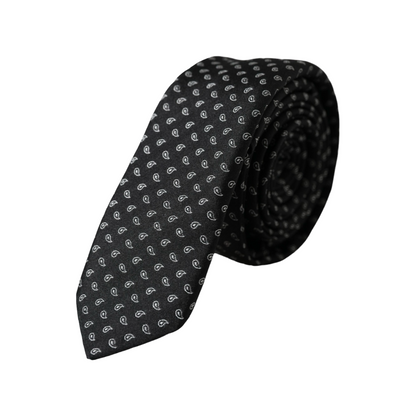 Dolce &amp; Gabbana Black Jacquard Patterned Silk Tie for Men, Adjustable