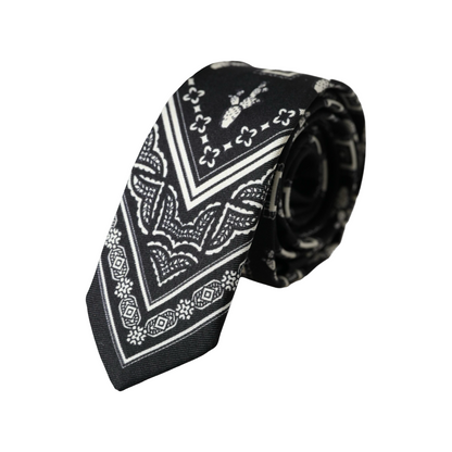Dolce &amp; Gabbana Black patterned adjustable tie made of 100% silk