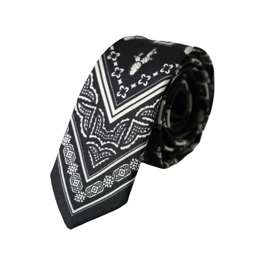 Dolce &amp; Gabbana Black patterned adjustable tie made of 100% silk
