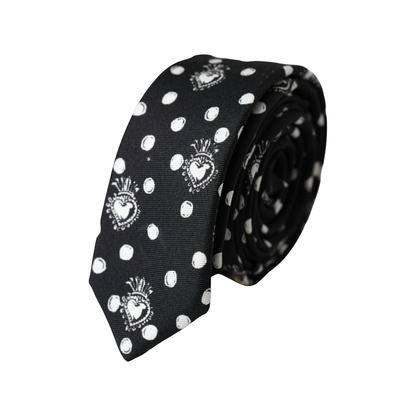 Dolce &amp; Gabbana Black Heart Dot Tie, Adjustable