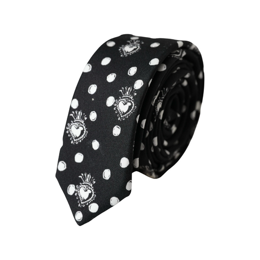 Dolce &amp; Gabbana Black Heart Dot Tie, Adjustable