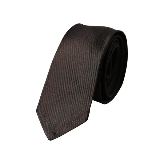 Dolce &amp; Gabbana Brown Solid 100% Silk Adjustable Tie