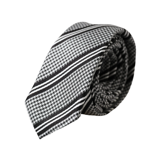 Dolce &amp; Gabbana Black and white striped silk tie adjustable