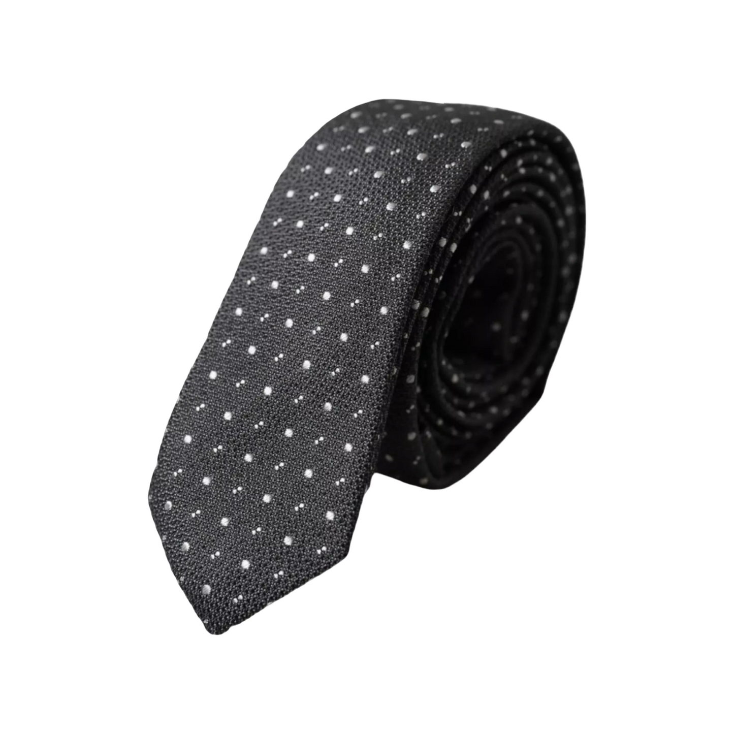 Dolce &amp; Gabbana Black Dotted Silk Tie for Men, Adjustable