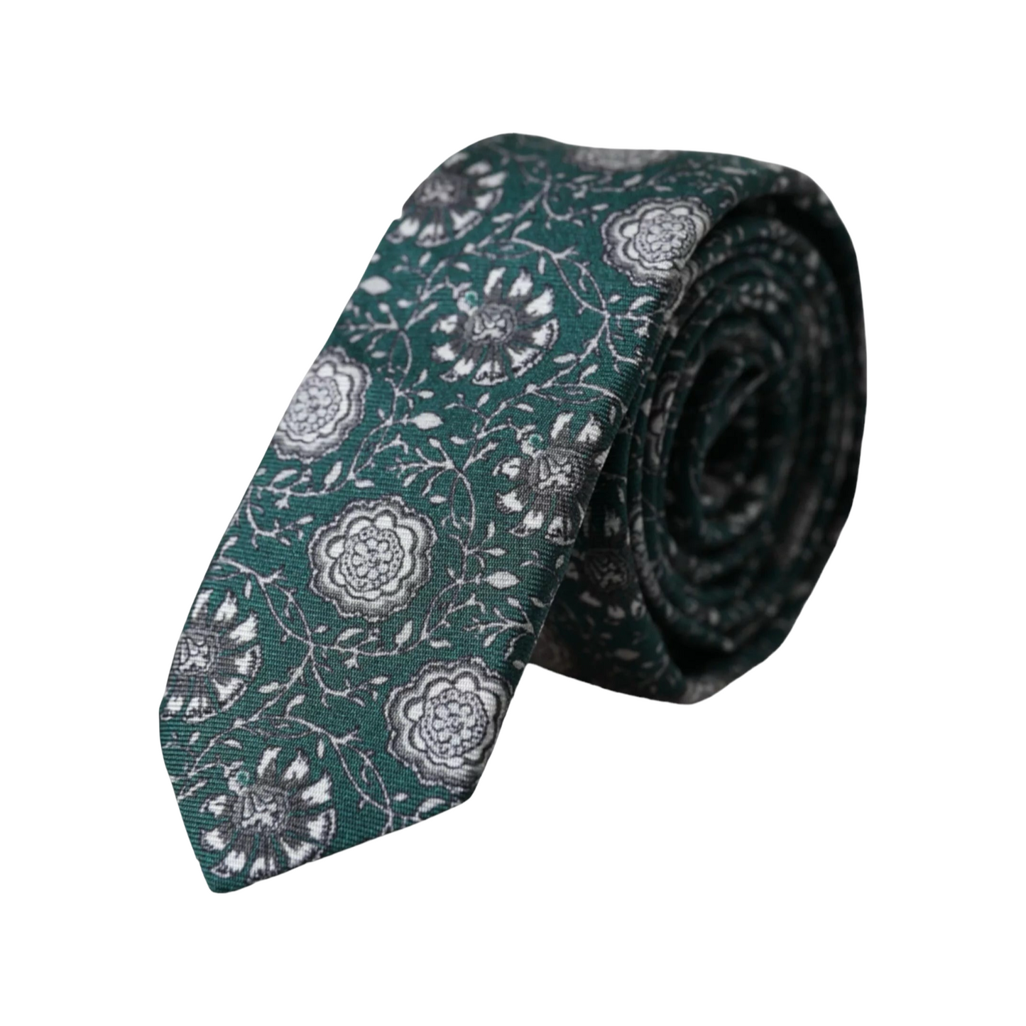 Dolce &amp; Gabbana Green Silk Tie with Floral Print, Adjustable